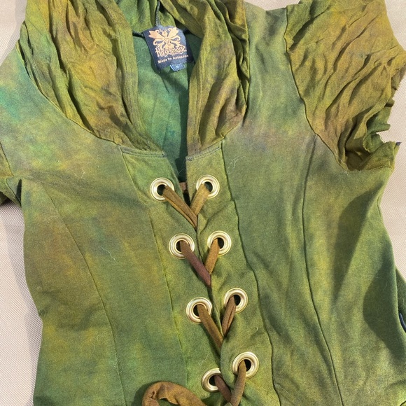 Asymmetrical Green Lace-Up Dress - Picture 3 of 4